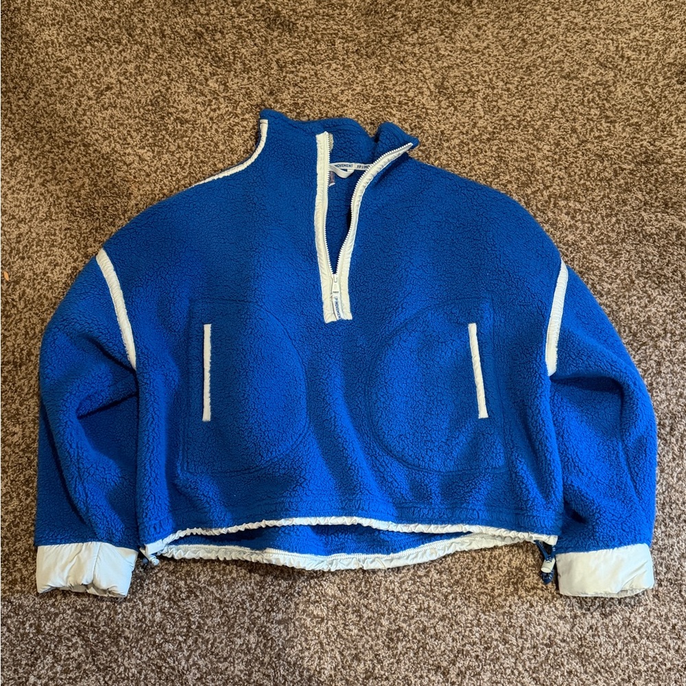 Free People Mountain High Shine Half Zip - Blue & White